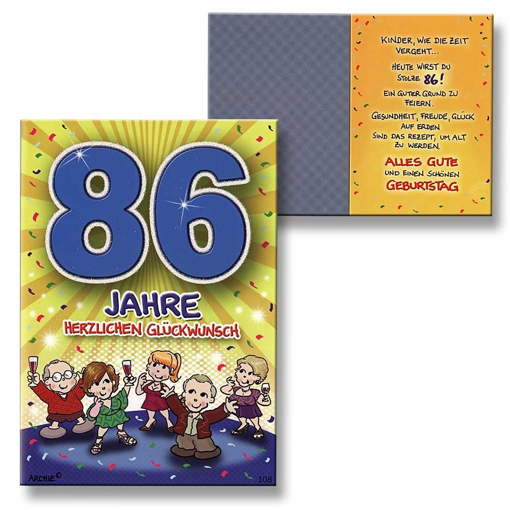 Archie Geburtstagskarte zum 86. Geburtstag Junge Mädchen blau Glückwunschkarte K  eBay