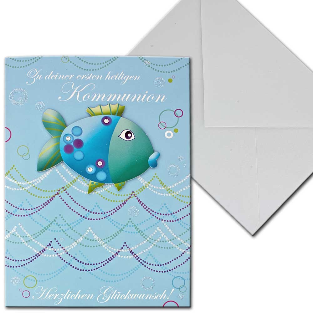 38++ Sprueche zu ersten heiligen kommunion , Karte Kommunionskarte Kommunion Fisch Wasser Vier Jahreszeiten Briefkuvert blau eBay
